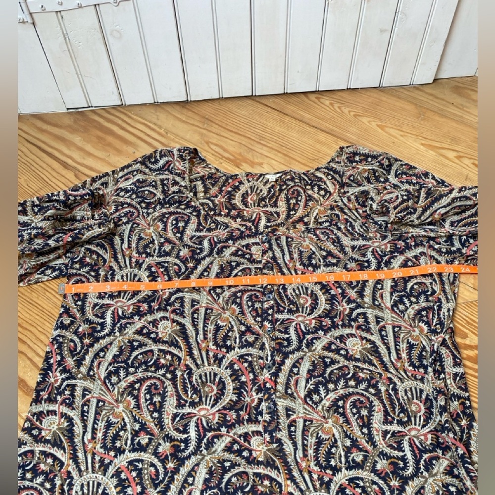 J. Crew 100% Cotton Paisley Swim Cover Up 3/4 Sleeve Size XLarge - Picture 8 of 11